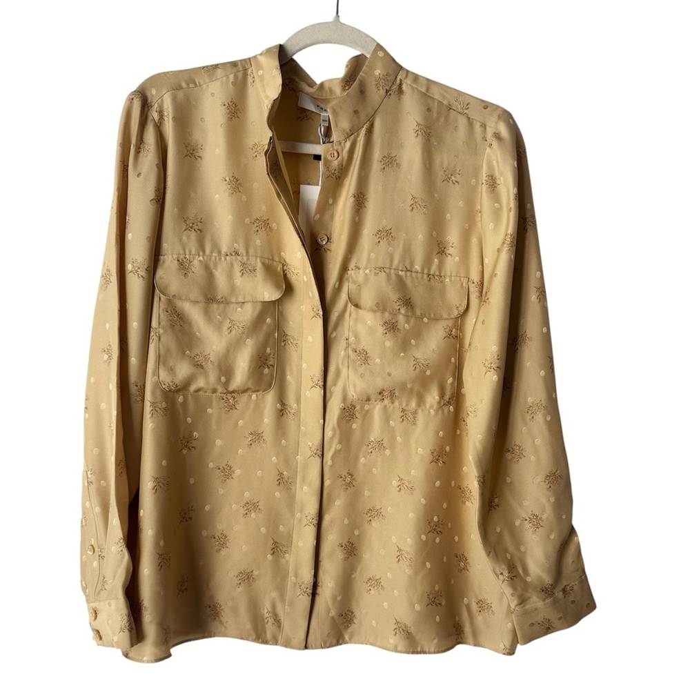 Frame NWT jacquard double button front medium golden floral blouse